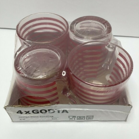 Ikea Godta 3oz Red Expresso Glasses Set 4 Sissa Sundling Stripe Small Glass - Picture 2 of 6